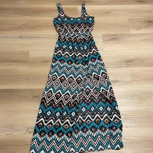 Dress Aztec Print Teal Pink Black White Small